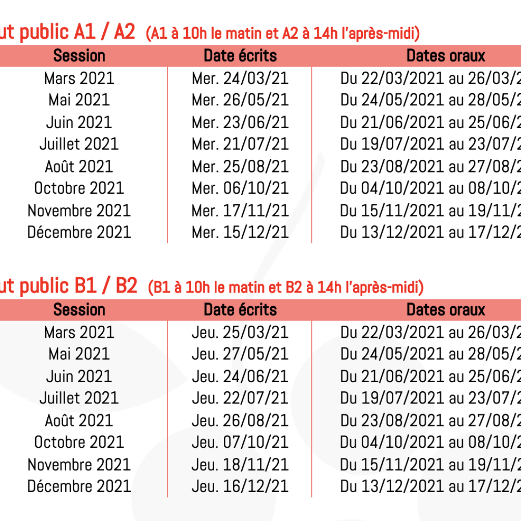 calendrier delf/dalf 2021 bordeaux