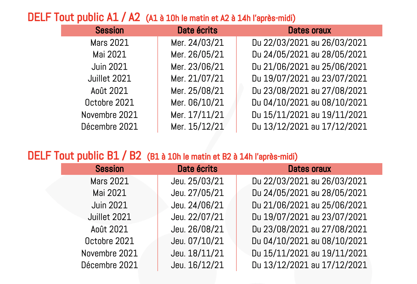 calendrier delf/dalf 2021 bordeaux