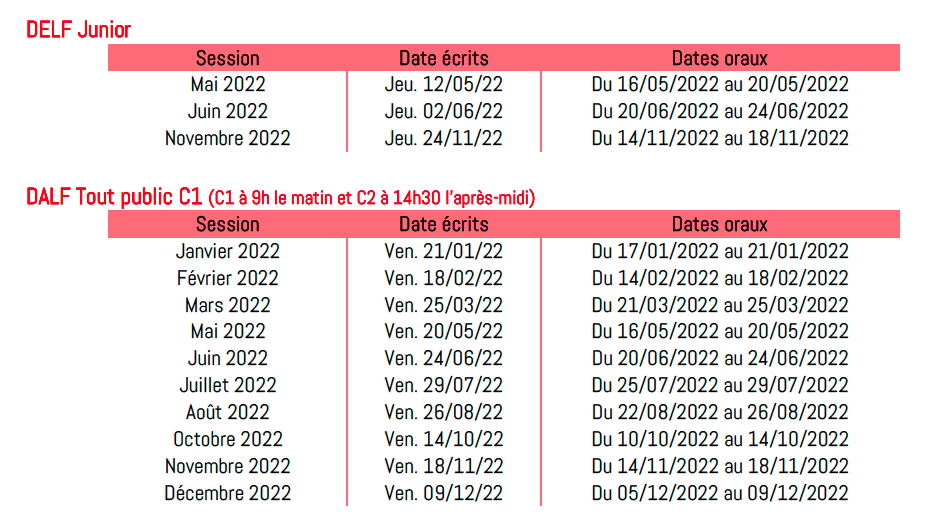 delf-junior-dalf-c1-c2 calendrier delf/dalf 2022 bordeaux