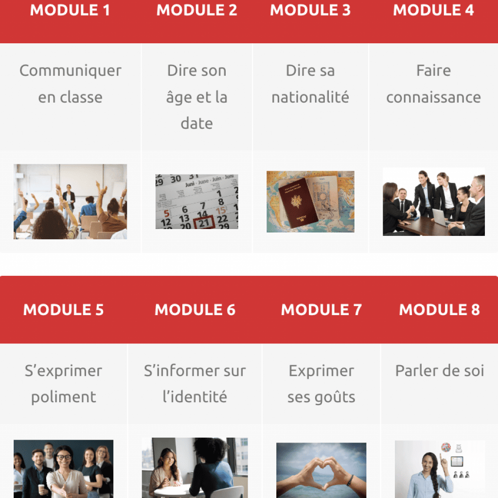 Module français e-learning débutants